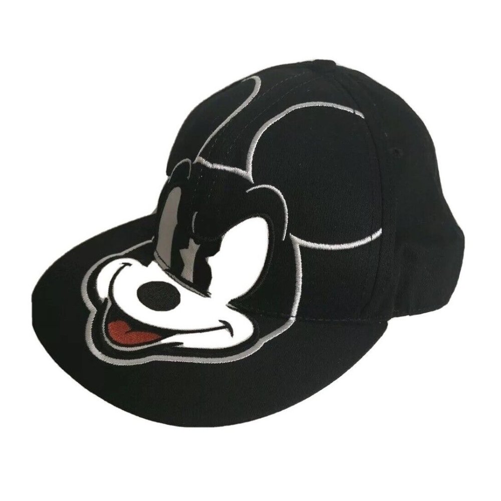 Disney Mickey Mouse 1928 Baseball Hat One Size Embroidered Black White EUC